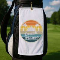 Beach Please Funny Tropical Retro Golf Towel