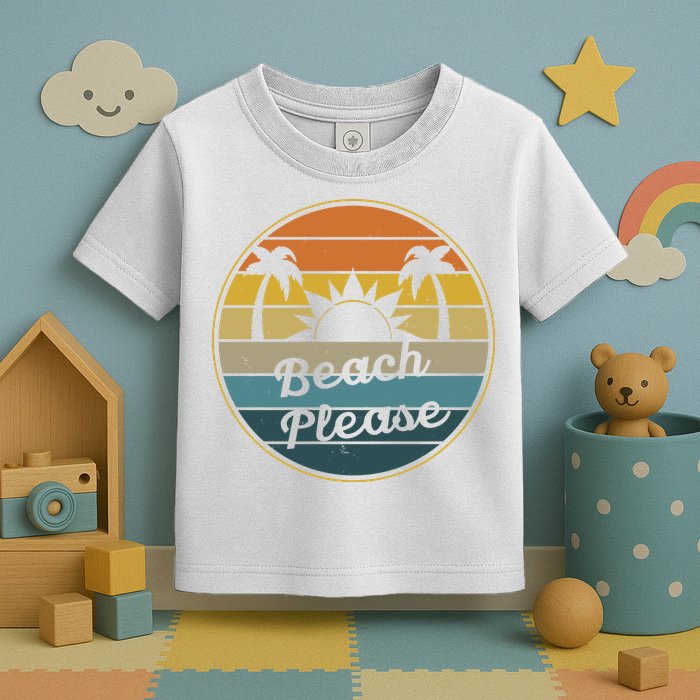 Beach Please Funny Tropical Retro Toddler T-Shirt