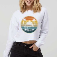 Beach Please Funny Tropical Retro Cropped Pullover Crew