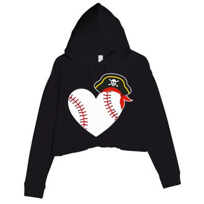 Baseball Pirate for Baseball Player Pitcher Catcher Crop Fleece Hoodie