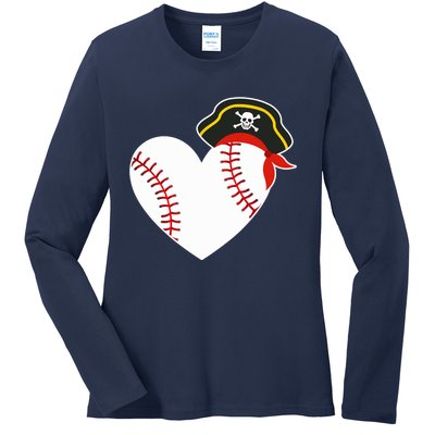 Baseball Pirate for Baseball Player Pitcher Catcher Ladies Long Sleeve Shirt