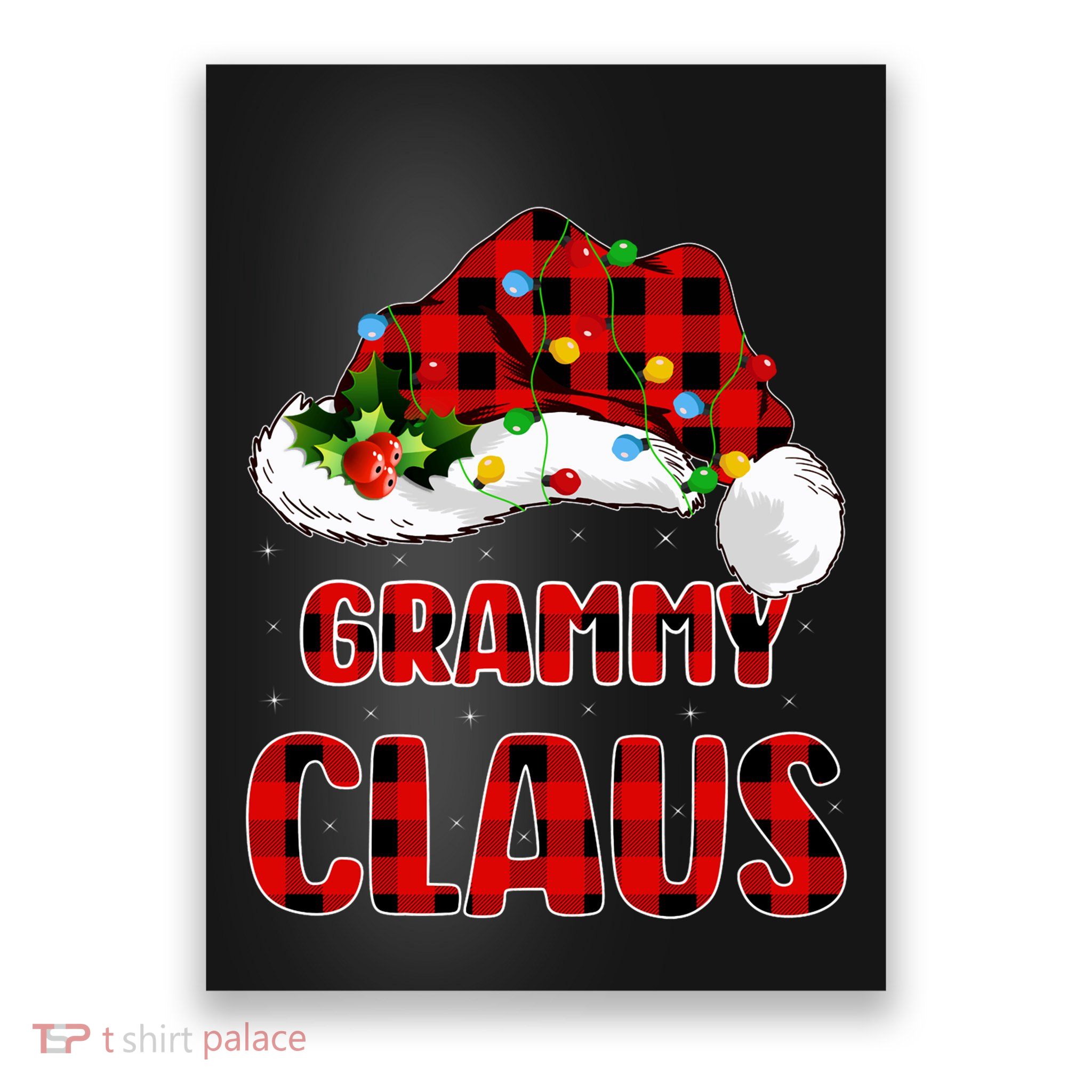 Buffalo Plaid Family Matching Santa Grammy Claus Christmas Long Sleeve Poster