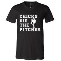 Baseball Pitcher Funny V-Neck T-Shirt