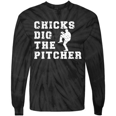 Baseball Pitcher Funny Tie-Dye Long Sleeve Shirt