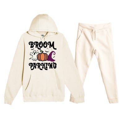 Broom Parking Funny Halloween And Season Lover Funny Gift Premium Hooded Sweatsuit Set