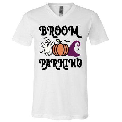 Broom Parking Funny Halloween And Season Lover Funny Gift V-Neck T-Shirt