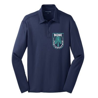 Bone Photographer - Funny Radiology Technician XRay Silk Touch Performance Long Sleeve Polo