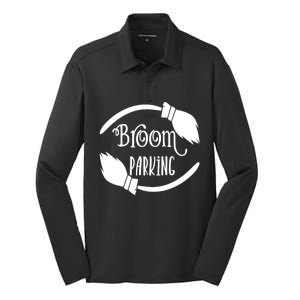 Broom Parking Funny Witches Scary Creepy Spooky Halloween Cool Gift Silk Touch Performance Long Sleeve Polo