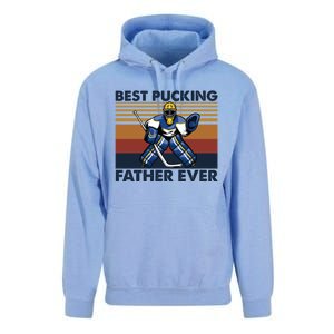 Best Pucking Father Ever Funny Hockey Dad Saying Gift Unisex Surf Hoodie