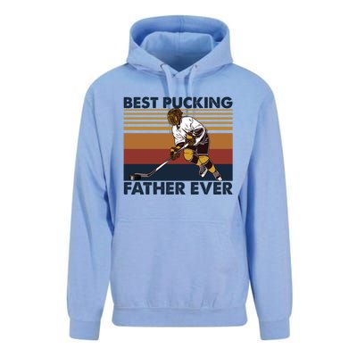 Best Pucking Father Ever Funny Hockey Dad Saying Funny Gift Unisex Surf Hoodie