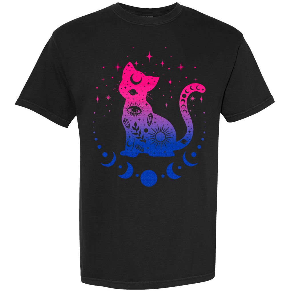 Bisexual pride flag colors astronomy cat Comfort Colors T-Shirt