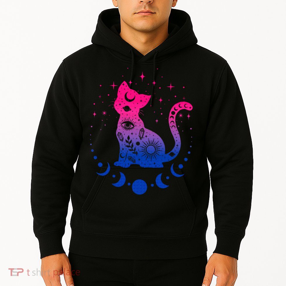 Bisexual pride flag colors astronomy cat Hoodie