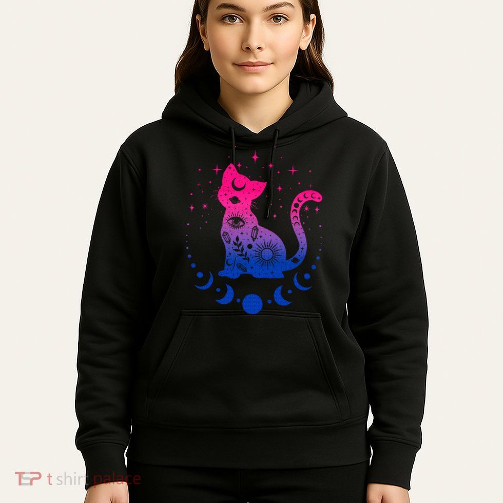 Bisexual pride flag colors astronomy cat Hoodie