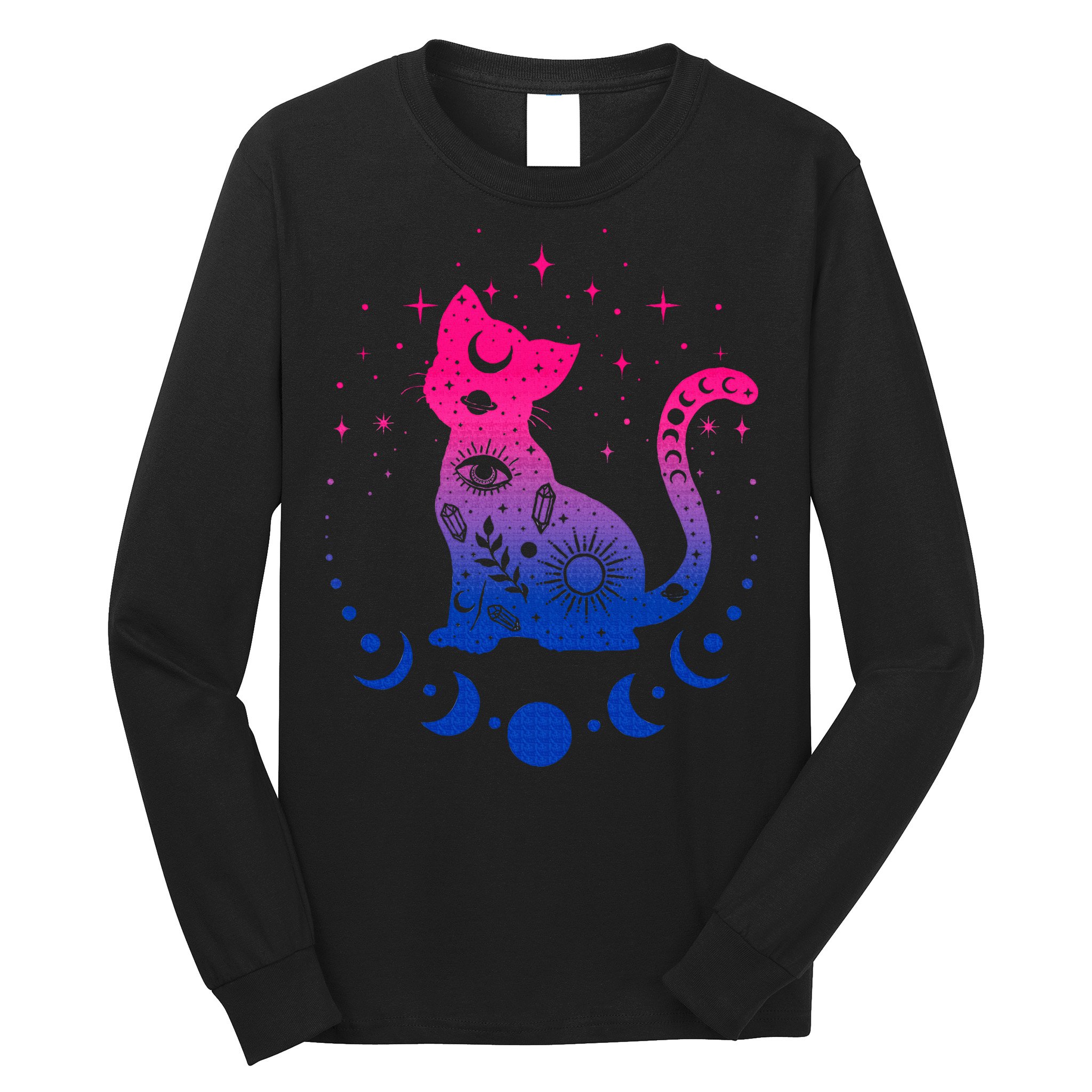 Bisexual pride flag colors astronomy cat Long Sleeve Shirt