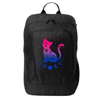 Bisexual pride flag colors astronomy cat City Backpack