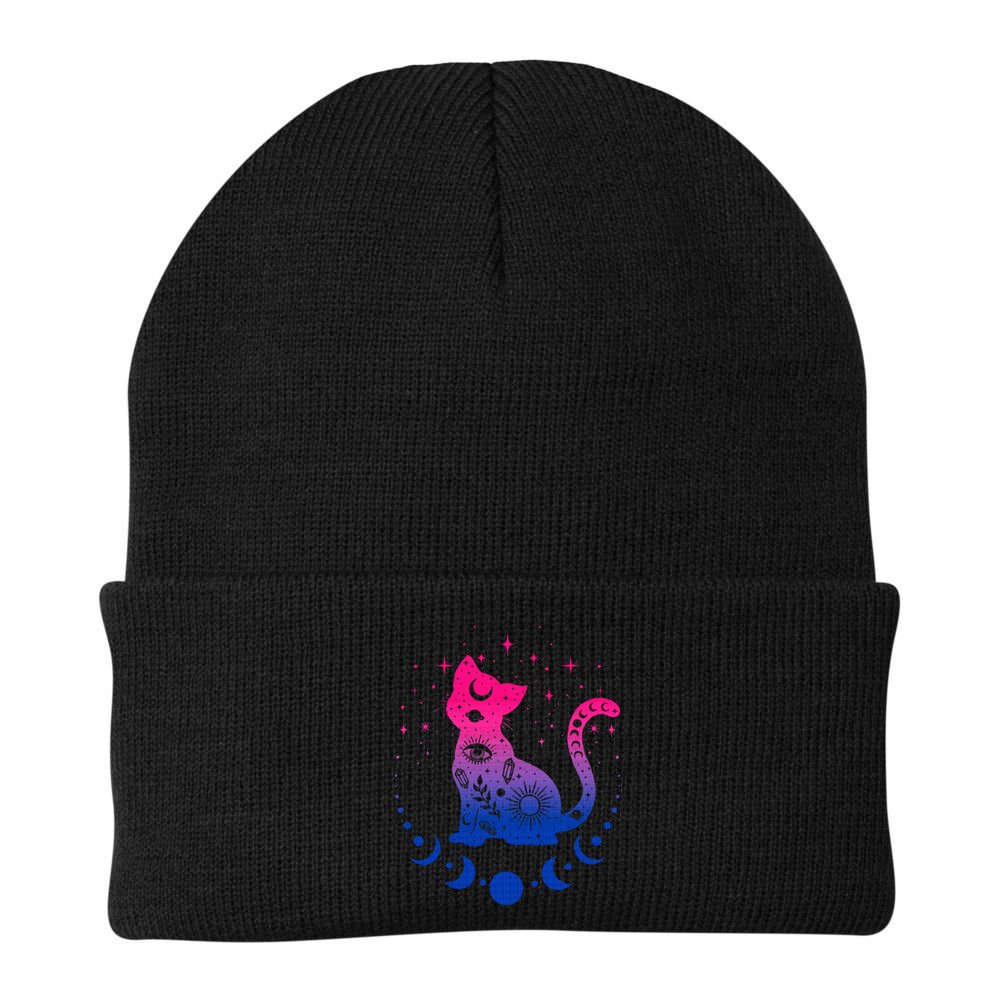 Bisexual pride flag colors astronomy cat Beanie