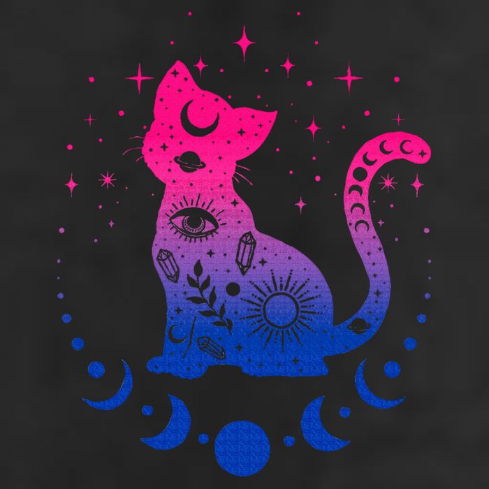 Bisexual pride flag colors astronomy cat Beanie