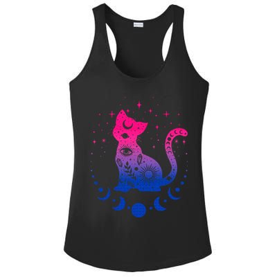 Bisexual pride flag colors astronomy cat Ladies PosiCharge Competitor Racerback Tank