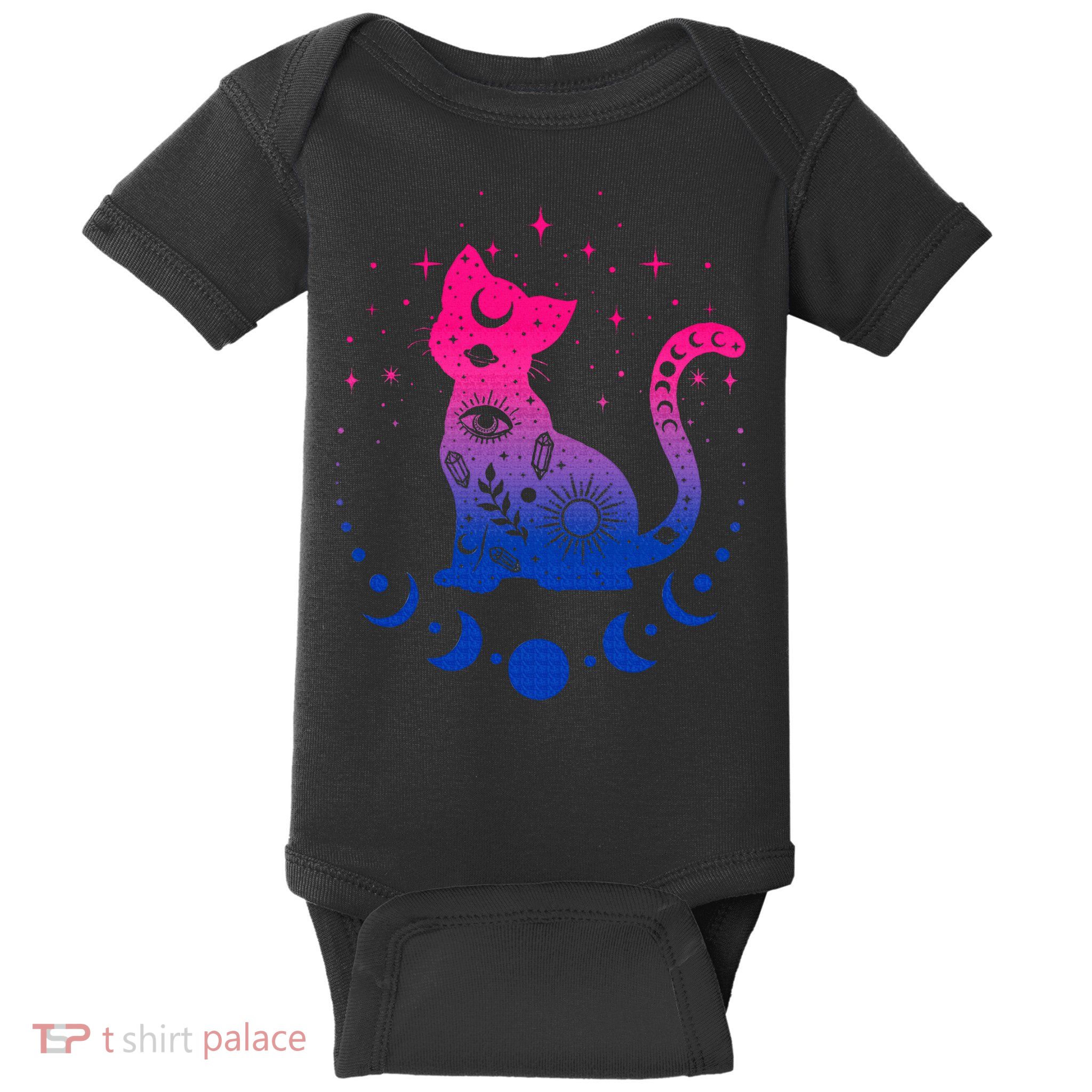 Bisexual pride flag colors astronomy cat Baby Bodysuit