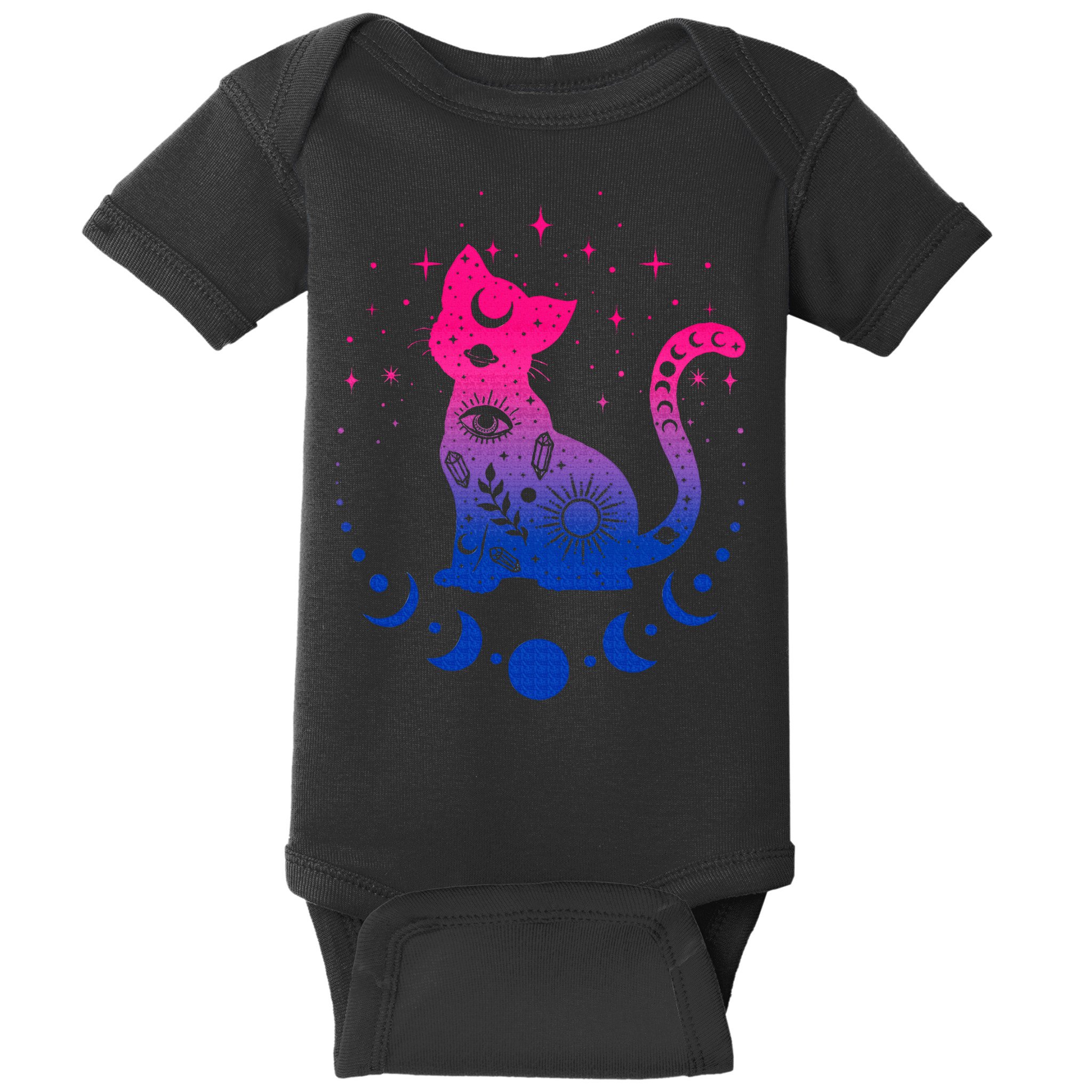 Bisexual pride flag colors astronomy cat Baby Bodysuit