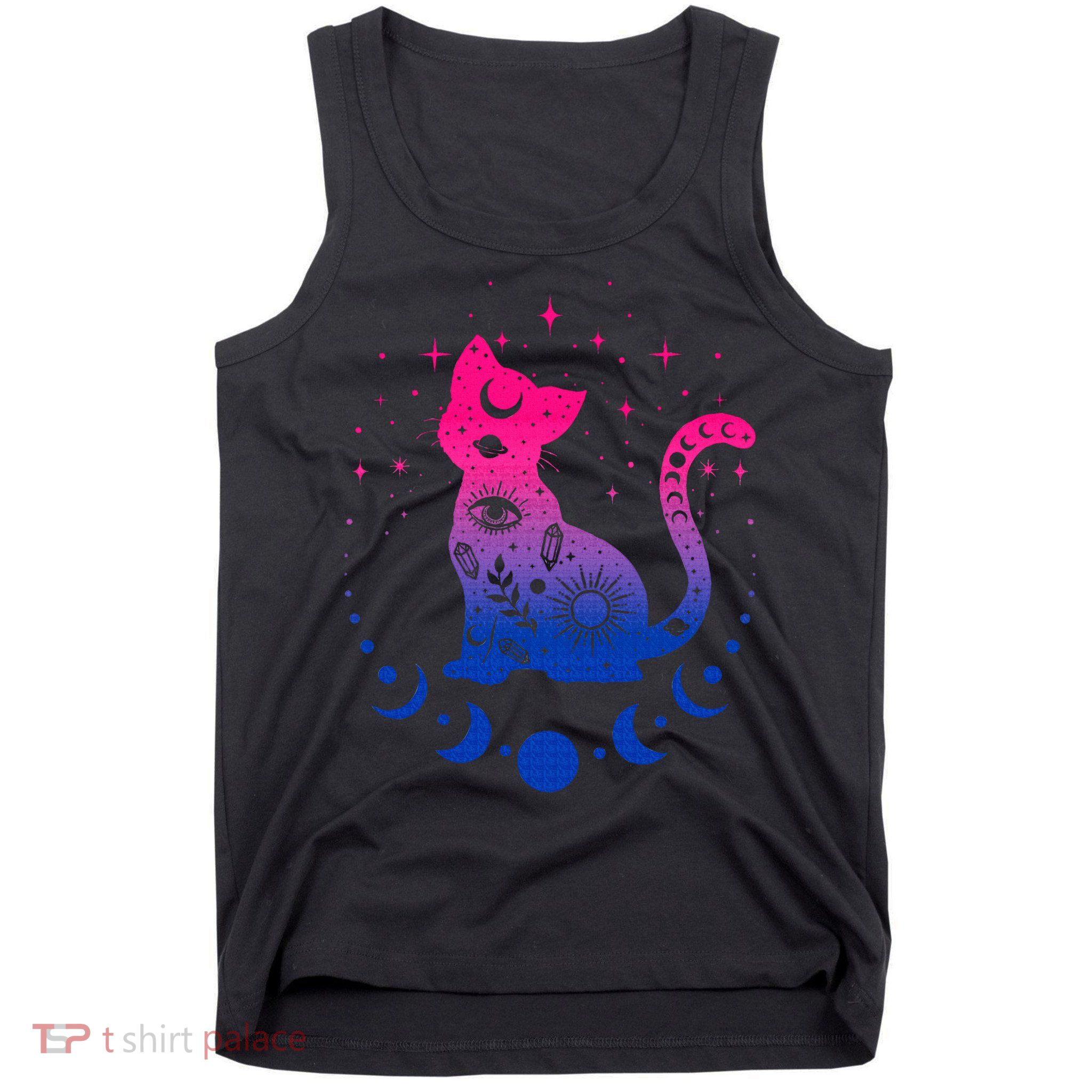 Bisexual pride flag colors astronomy cat Tank Top