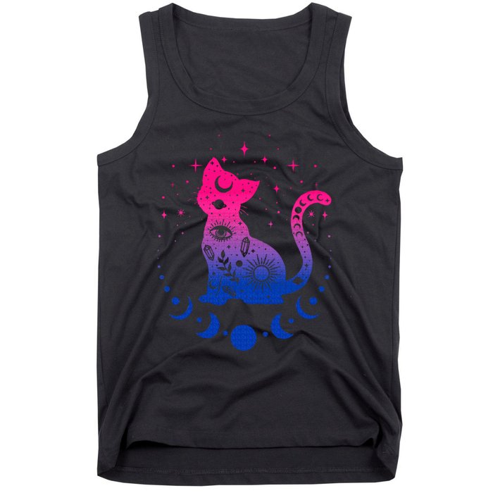 Bisexual pride flag colors astronomy cat Tank Top