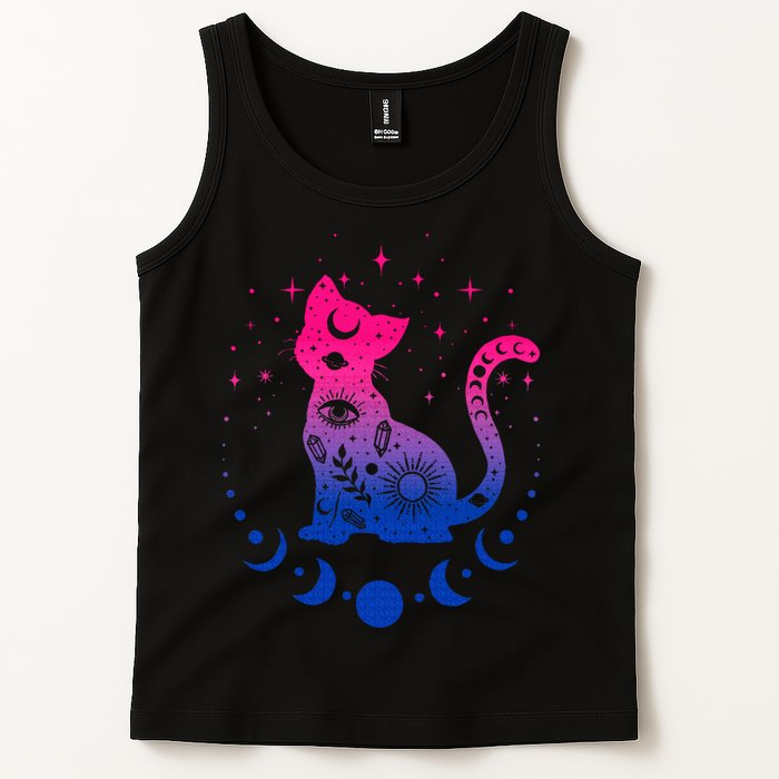 Bisexual pride flag colors astronomy cat Tank Top