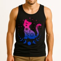 Bisexual pride flag colors astronomy cat Tank Top