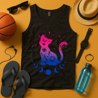 Bisexual pride flag colors astronomy cat Tank Top