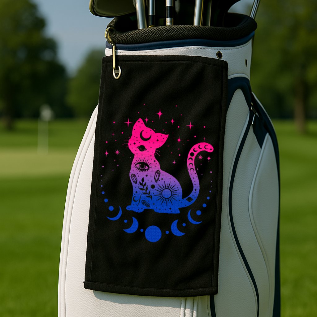 Bisexual pride flag colors astronomy cat Golf Towel