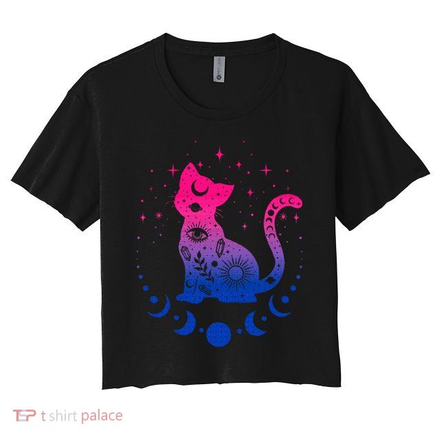 Bisexual pride flag colors astronomy cat Crop Top