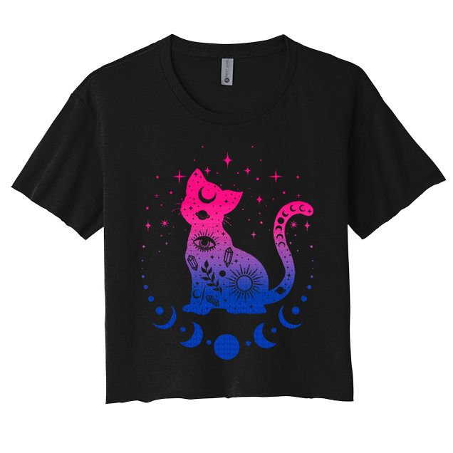 Bisexual pride flag colors astronomy cat Crop Top