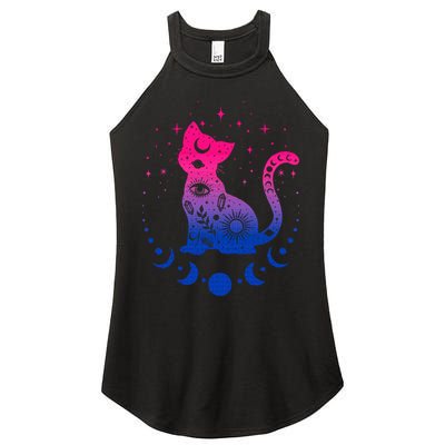 Bisexual pride flag colors astronomy cat Women's Perfect Tri Rocker Tank