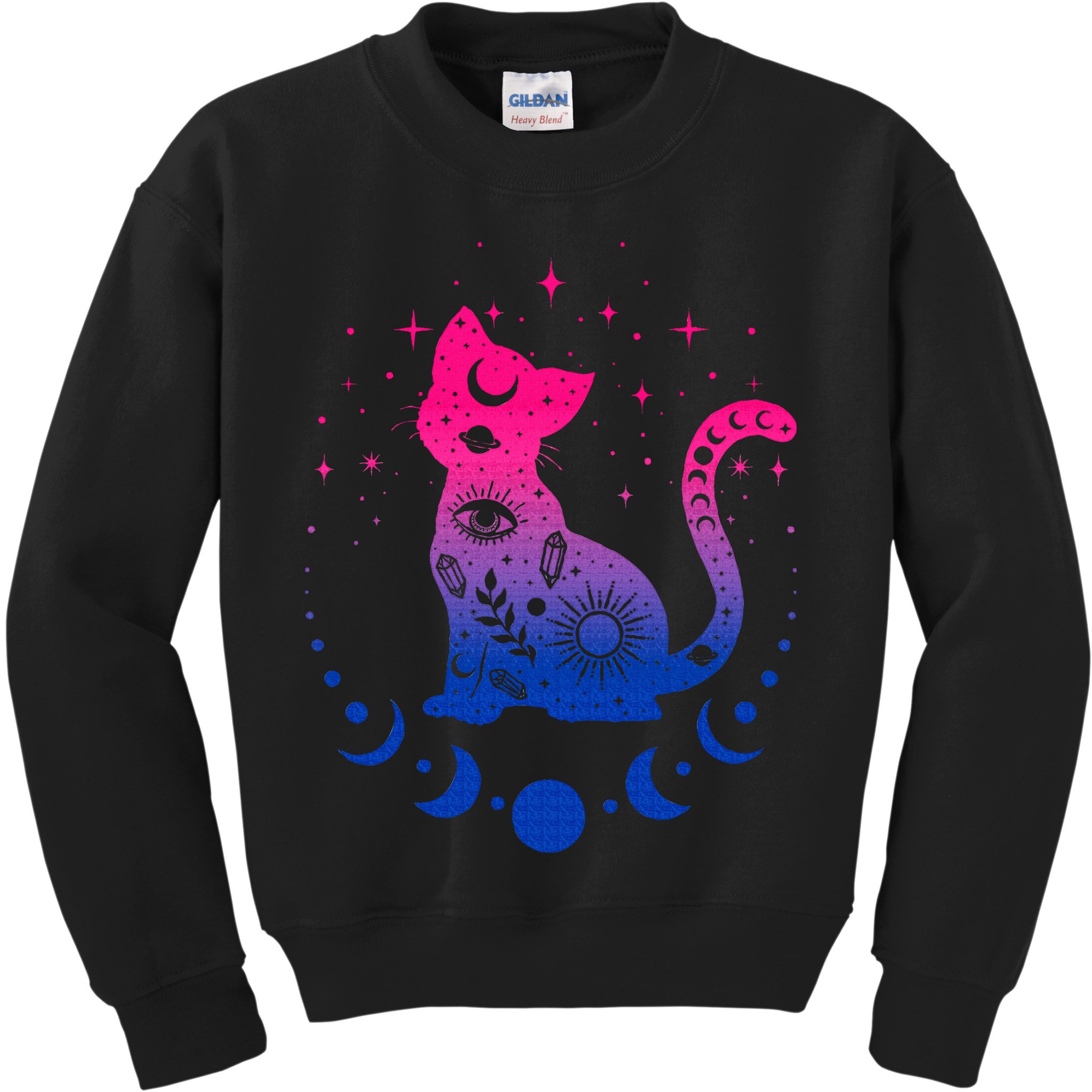 Bisexual pride flag colors astronomy cat Kids Sweatshirt