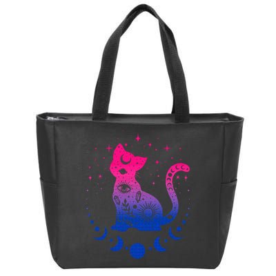 Bisexual pride flag colors astronomy cat Zip Tote Bag