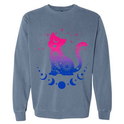 Bisexual pride flag colors astronomy cat Garment-Dyed Sweatshirt