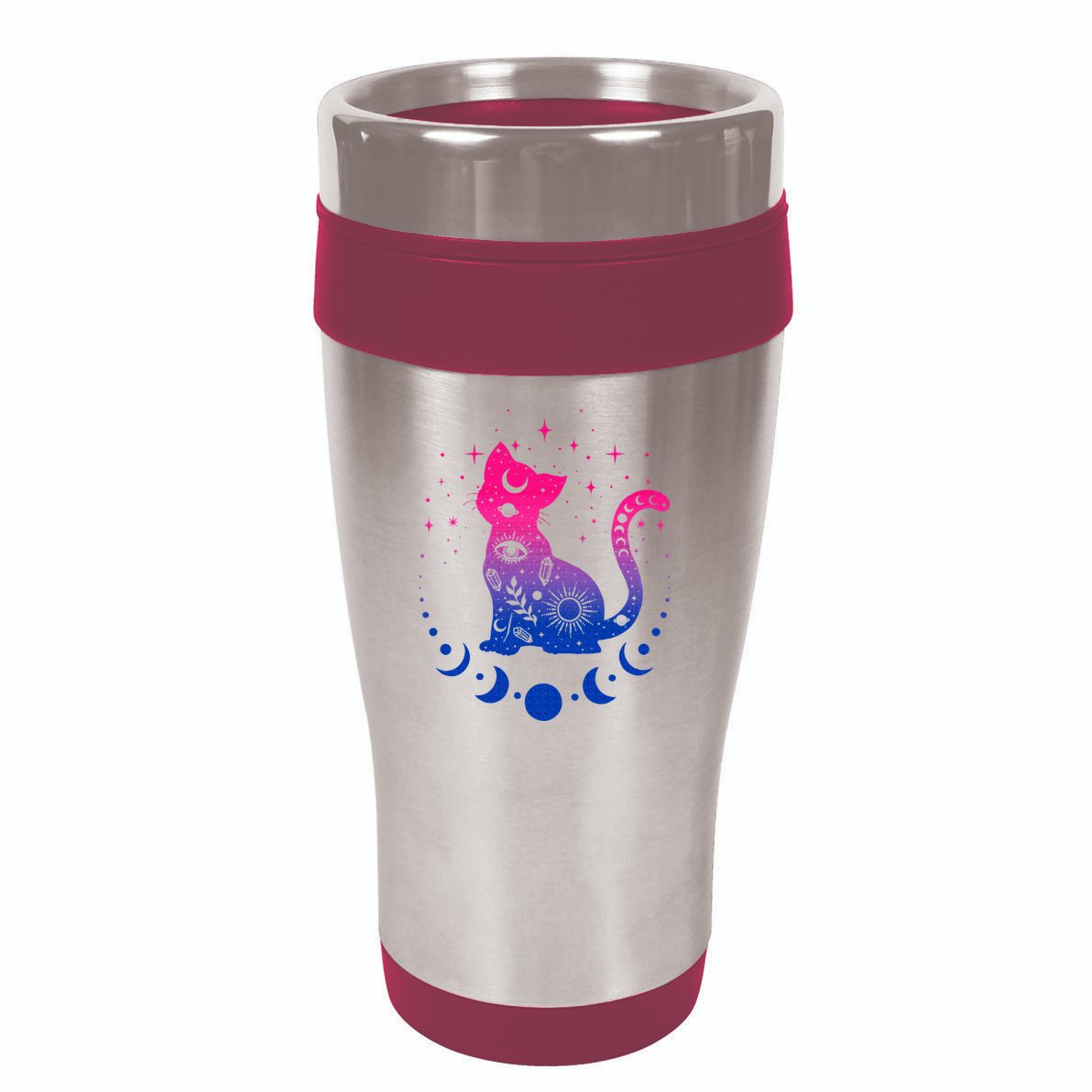 Bisexual pride flag colors astronomy cat 16oz Travel Tumbler