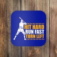 Baseball Player Funny Hit Hard Run Fast Turn Left Baseballer Gift Coaster