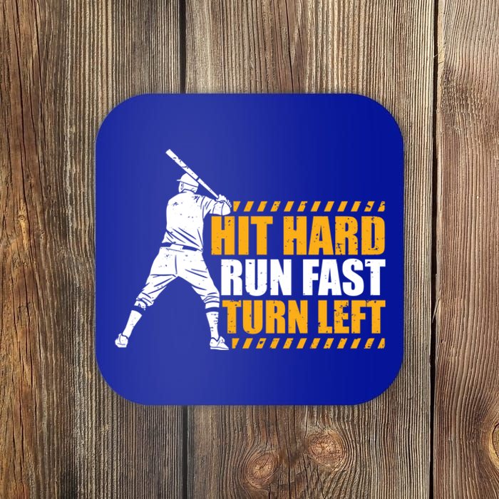 Baseball Player Funny Hit Hard Run Fast Turn Left Baseballer Gift Coaster