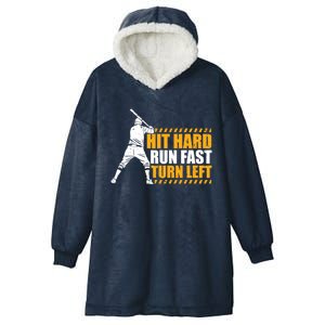 Baseball Player Funny Hit Hard Run Fast Turn Left Baseballer Gift Hooded Wearable Blanket