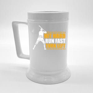 Baseball Player Funny Hit Hard Run Fast Turn Left Baseballer Gift Beer Stein