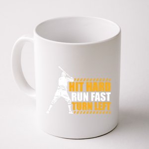 Baseball Player Funny Hit Hard Run Fast Turn Left Baseballer Gift Coffee Mug