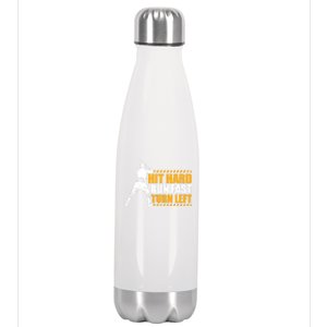 Baseball Player Funny Hit Hard Run Fast Turn Left Baseballer Gift Stainless Steel Insulated Water Bottle