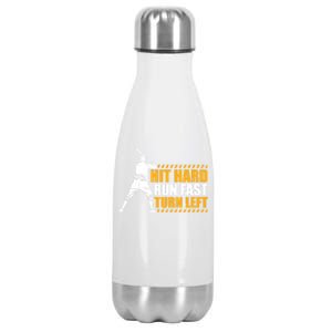 Baseball Player Funny Hit Hard Run Fast Turn Left Baseballer Gift Stainless Steel Insulated Water Bottle