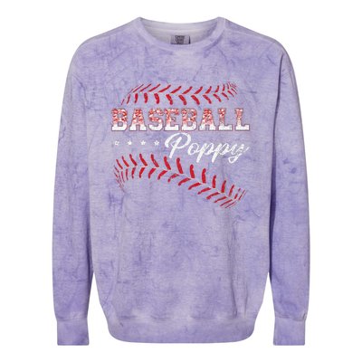 Baseball Poppy Funny Baseball Player Sports Fathers Day Colorblast Crewneck Sweatshirt