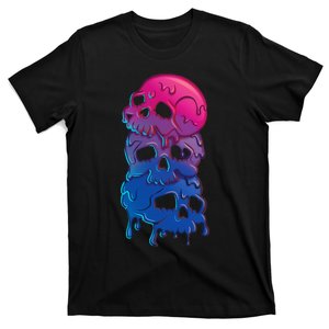 Bi Pride Flag Goth Skulls Bisexual T-Shirt