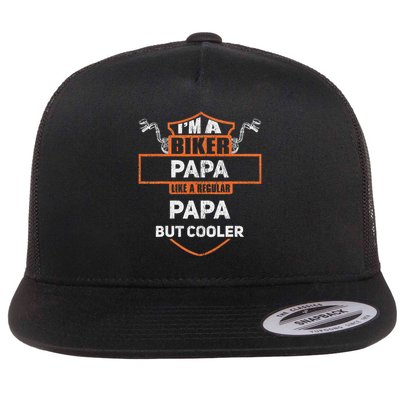 Biker Papa Funny Motorcycle Rider I'm A Biker Papa Flat Bill Trucker Hat