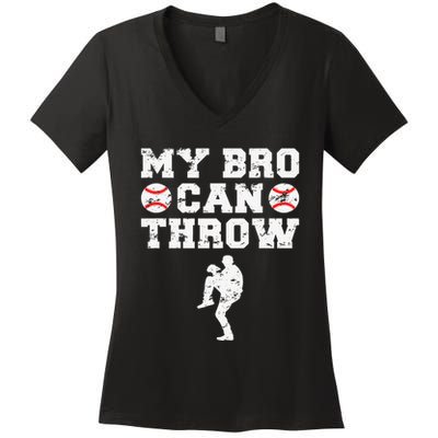 Baseball Pitcher Funny Sister Brother Women's V-Neck T-Shirt