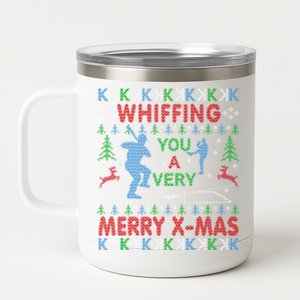 Baseball Pitching Funny Ugly Christmas Party Gift Funny Gift 12 oz Stainless Steel Tumbler Cup