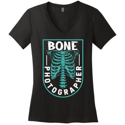 Bone Photographer Funny Radiology Technician XRay Women's V-Neck T-Shirt